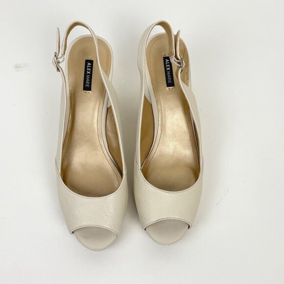 Alex Marie Livy111 Women's Wedge-Heel Open-Toe Slingbacks Beige Size 9.5M - Picture 4 of 8